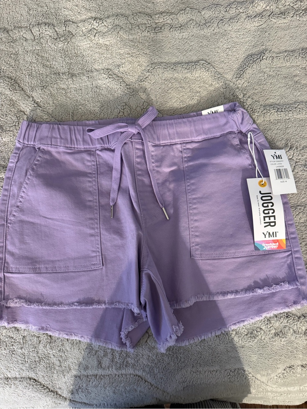 YMI Lavender Drawstring Jogger Shorts